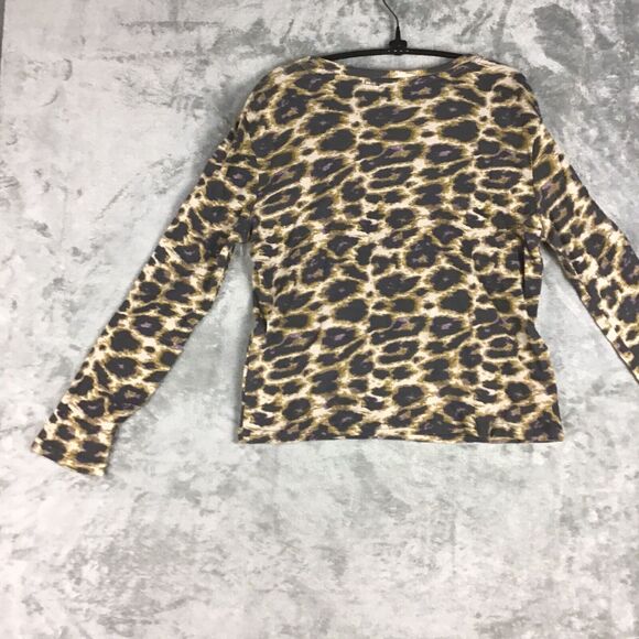 RDI Womens Size Medium Top Brown Cheetah Long Sleeve Thermal Pullover Casual - Picture 5 of 14